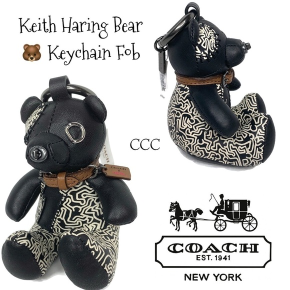 Coach Keith Haring Graffiti Bear Keychain Fob NWT - Picture 1 of 2